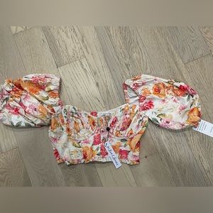 For Love and Lemons Puff sleeve bustier top